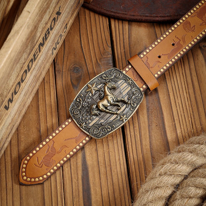 A Western-style PU belt with buckles suitable for both men and women, casual and retro, is perfect for daily outings |...