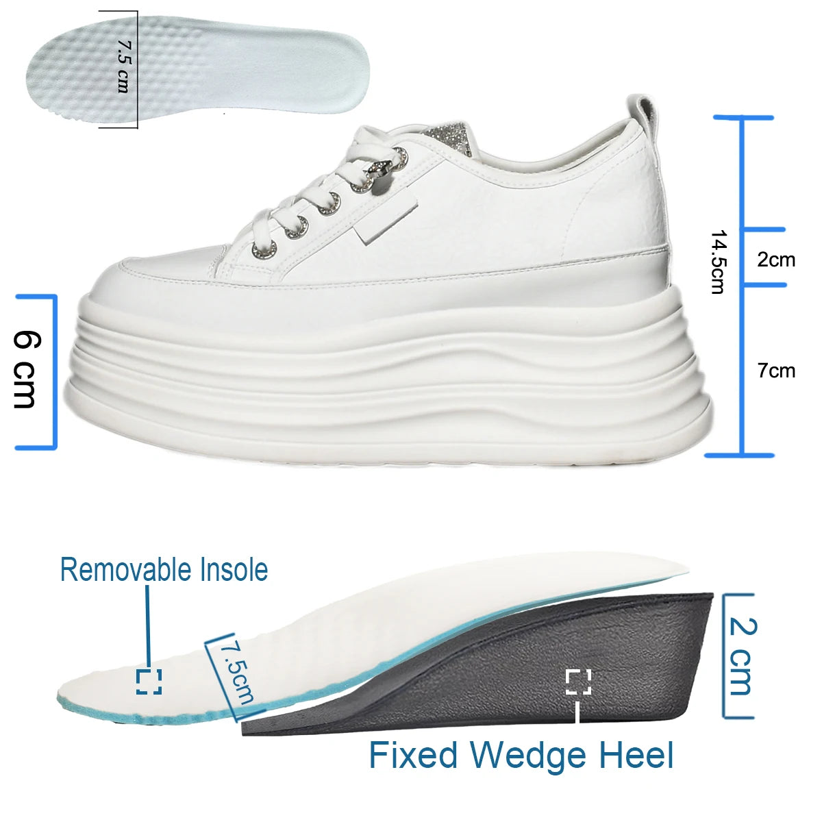Fujin Wedge Heel Sneakers Shoes Comfy Casual Shoes Female 9cm High Quality Microfiber Leather White Platform Sneakers for Women