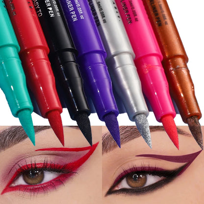 Matte Dark Purple Red Eye Liner Makeup White Liquid Eyeliner Quick-Drying Waterproof Eyeliner Pencil Long-Lasting 12...