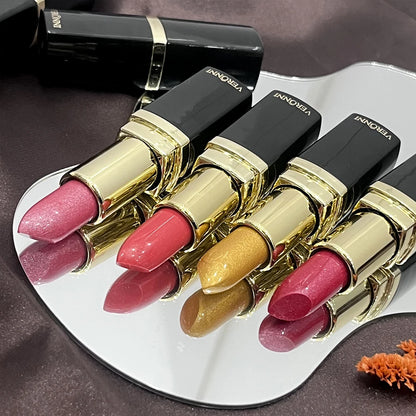 Pearlescent Glitter Lipstick Metallic Waterproof Long Lasting Matte Shimmer Diamond Lipstick Women Sexy Lips Makeup...