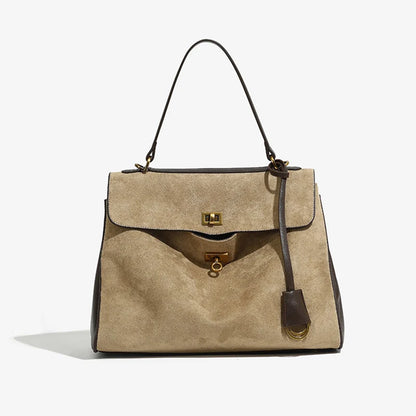 Brand Frosted Leather Tote Rodeo Bag Large Capacity Handbag For Women With Lock Handheld Shoulder Crossbody Briefcase Work Bags