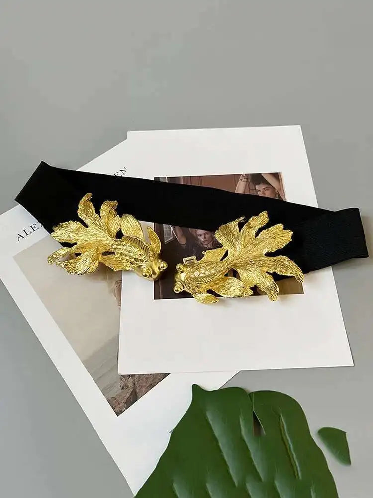 LANMREM Design Retro Goldfish Women PU Metal Buckle Belts Adjustable All-match Fashion Tide High Street 2025 New Arrival...