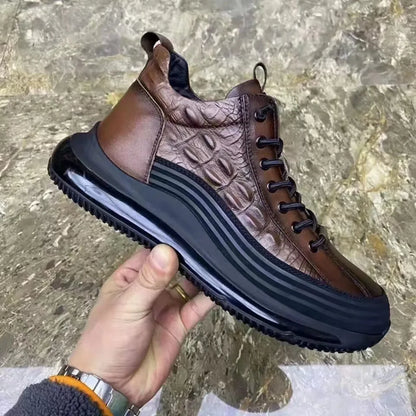Men's Shoes 2025 Spring and Autumn New Thick Bottom Top Casual Trendy Shoes Crocodile Pattern Fashion Men's Shoes Sports...