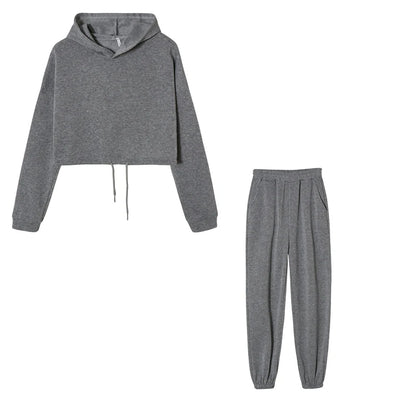 Fashion Trend Women's Wear, Long-sleeved Sports Casual Suit Waist Two-piece Set - Kimlud