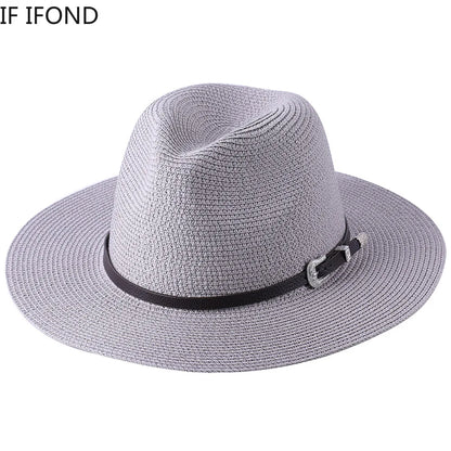 60CM Big Size Fashion Straw Parent-Child Hat For Women Men Summer Paper Panama Jazz Beach Hats Travel UV Protection Sun Cap