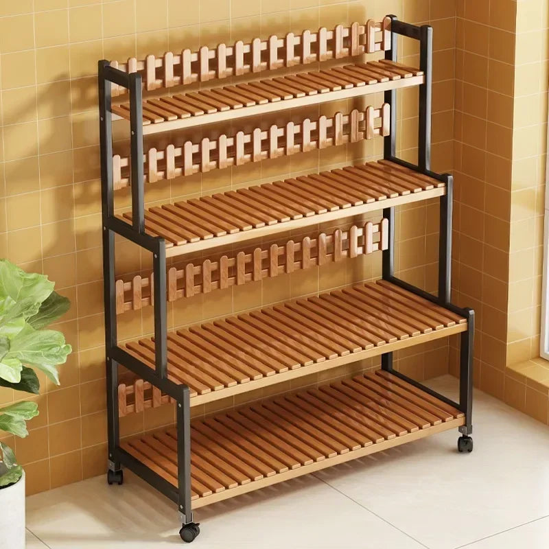 Black Outdoor Plant Shelf Rack Flowers Luxury Universal Square Plant Shelf Rack Tiered Bamboo Bitki Rafları Garden...