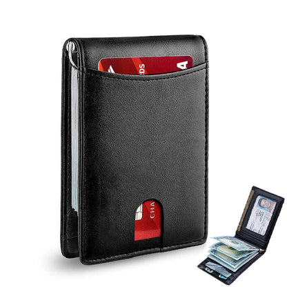 Rfid Leather Men Wallets Money Bag Slim Thin Card Holder Wallet Carbon Fiber Male Small Short Purse Black Billfold Walet Gifts