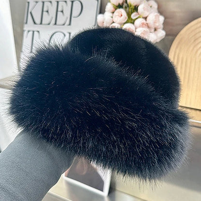 New Style Fake Fox mink Fur Hats Super Soft Women Winter Hat Cotton Lining Warm Russian Fashion Ski Beanies Plush Solid...
