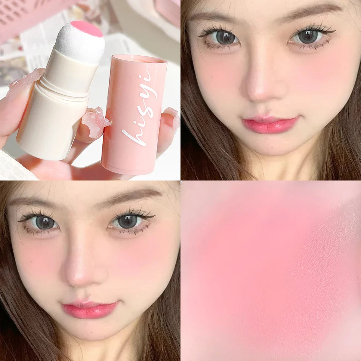 HISYI Yunrou Soft Fog Blush Stick - Energetic and Bouncy, Korean Style, Brightening, Dual-Use for Lips and Cheeks