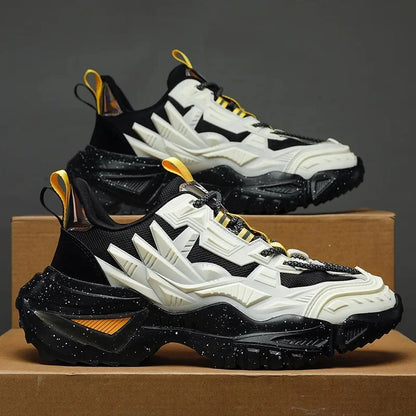 Men's Breathable Sports Casual Shoes Summer Trendy Black Heightening Dad Style Sneakers Mesh Uppers Rubber Soles Comfortable - Kimlud