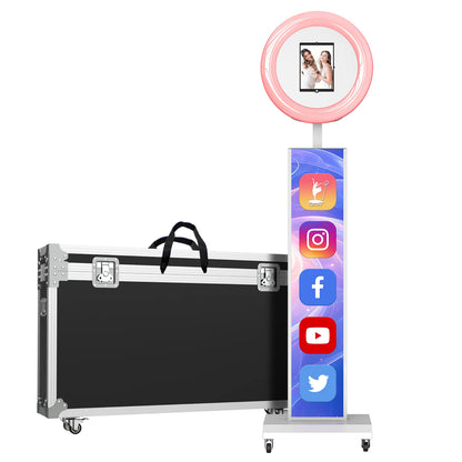 Ipad Photo Booth Machine with Flight Case, Logo Adjustment, Support Software and Remote Control, Suitable for Parties,...