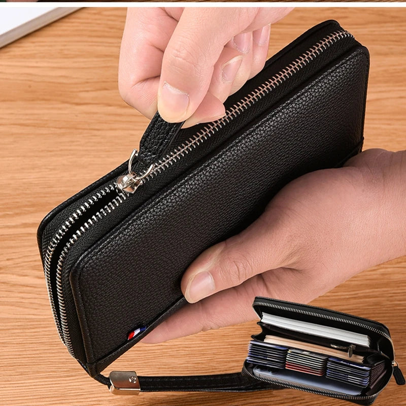 2024 Rfid 36 Slots Wallet Split Solid man Purse Business Credit Organ Card Holder Blocking Anti Theft Phone Bag Large Capacity