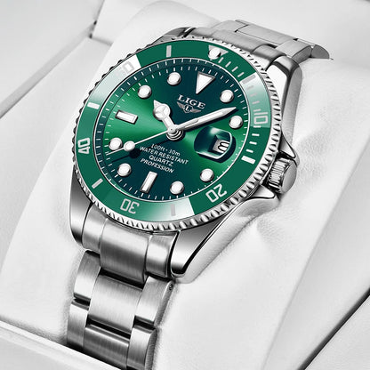 LIGE Top Brand Luxury Fashion Diver Watch Men 30ATM Waterproof Date Clock Sport Watches Mens Quartz Wristwatch Relogio Masculino