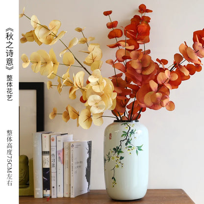 Chinese ceramic vase ornament, living room entrance floral art, home hydroponics creative simple round housewarming gift flower