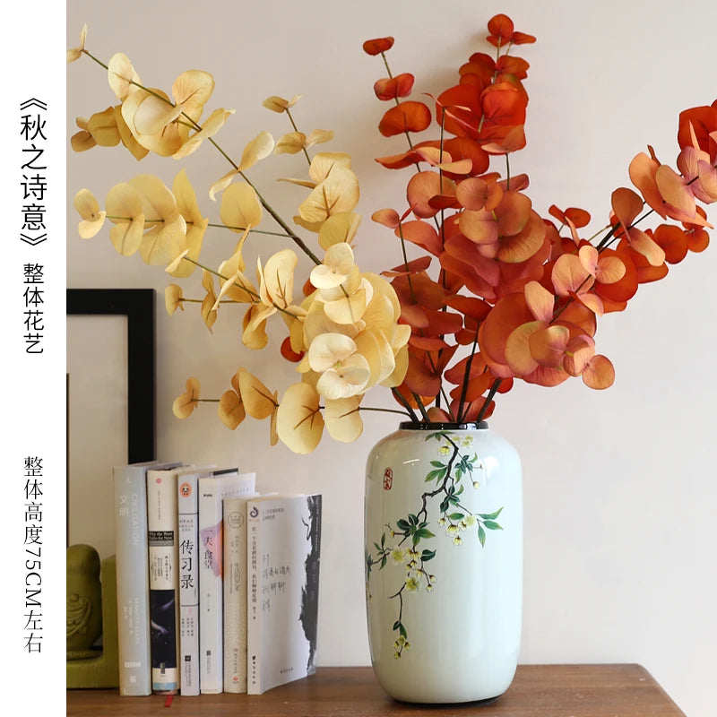 Chinese ceramic vase ornament, living room entrance floral art, home hydroponics creative simple round housewarming gift flower