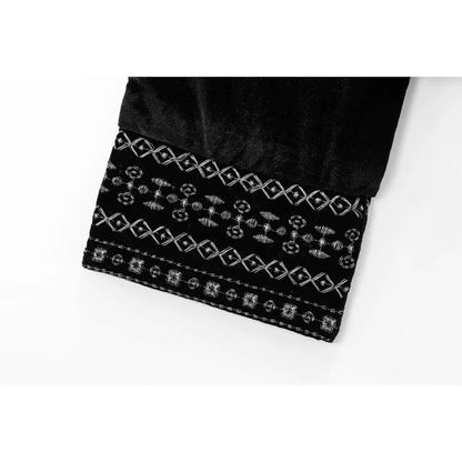 Women Vintage Velvet Embroidery Short Jacket Casual Slim Long Sleeve O Neck Jackets Winter 2025 New Elegant Simple Street Coat