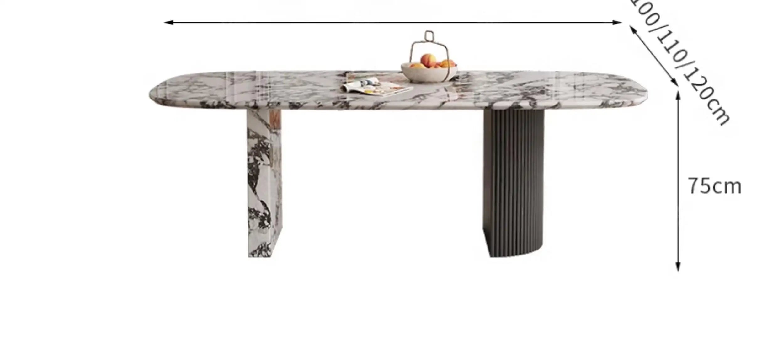 Luxury French Rectangle Marble Table, Cream Aesthetic Designer Villa Furniture, Trendy Natural Stone Dining Table - Kimlud