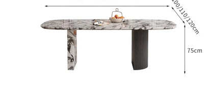 Luxury French Rectangle Marble Table, Cream Aesthetic Designer Villa Furniture, Trendy Natural Stone Dining Table - Kimlud