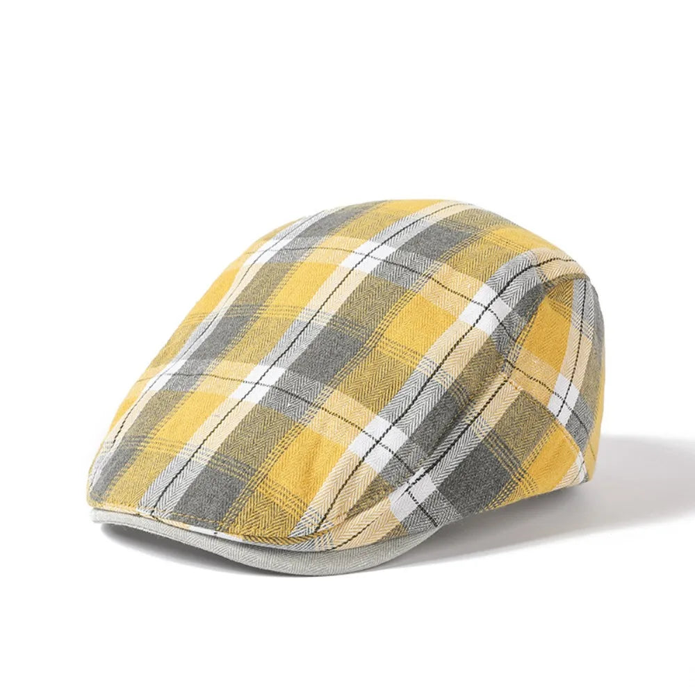 Retro Y2k Plaid Dot Beret Colorful Checkered Pattern Newsboy Cap Visor Fashion Forward Cap Orward Hat