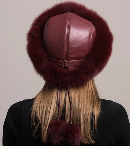 Hot Sale 100% natural Fox Fur Hat Women Cap Thick Fur Cap Winter Warm Hat Female Fashion For Women Hat With Earmuffs Hat...