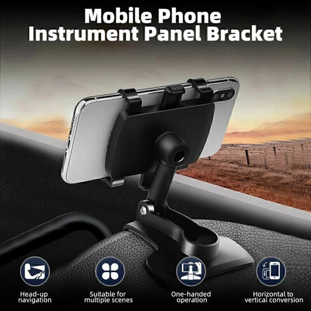 Multi-function Instrument Cluster Phone Holder 360 Degree Rotating Dashboard Adjustable Spring Clip Cell Phone Holder Foldable