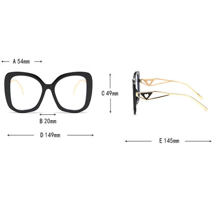 Luxury Brand Oversized Square Reading Glasses Women Triangle heart Temple Eyeglasses Blue Light Blocking Clear Computer...