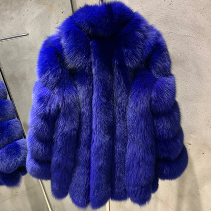 Long Fox Fur Coats Wholesale Winter Female Natural Fox Fur OutWear Full Pelt Real Fox Fur Jackets with Long Sleeve 909