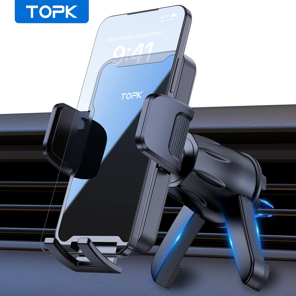 TOPK Car Phone Holder Mount[Upgraded Support Function] Metal Hook Cell Phone Holder for Car Air Vent Compatible with All...