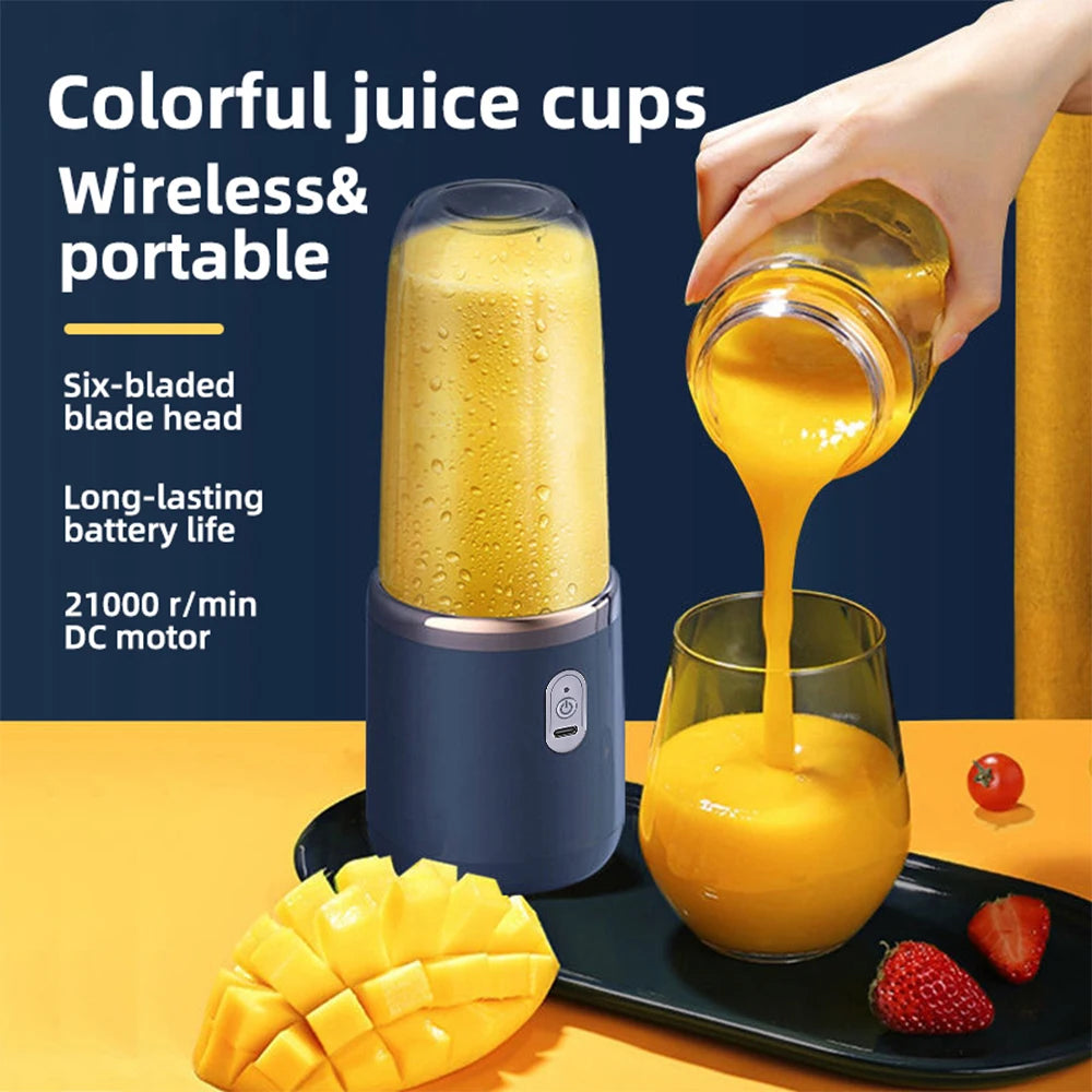 Multifunctional Electric Juicer 6 Blades Rechargeable Portable Fruit Juice Blender Lemon Orange Juicer Cup Machine For Kitchen