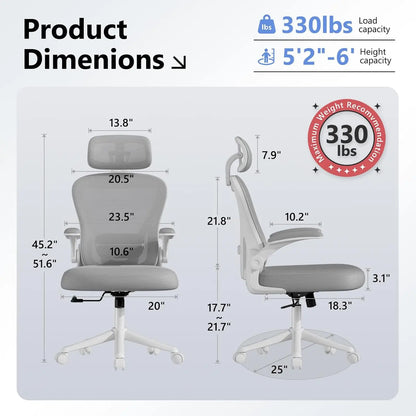 High Back Ergonomic Office Chair M903, Mesh Computer Desk Chair with Wheels, Adjustable Lumbar Support, Customized - Kimlud