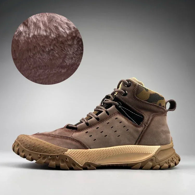 Men Shoes New Cow Leather High Tops Sport Hiking Shoes Outdoor Sneakers Skidproof Cow Leather Climbing Boots
