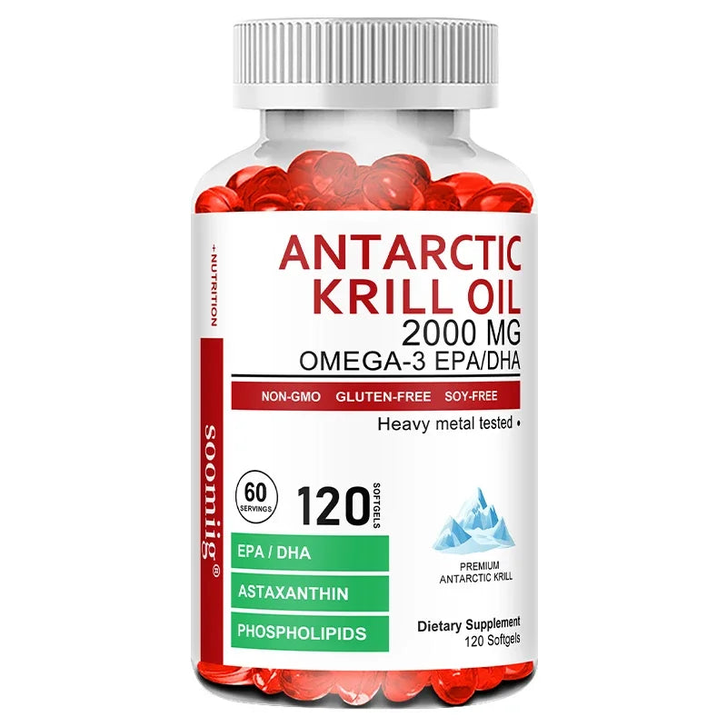 Antarctic Krill Oil - Supports Brain,Cardiovascular,Joint,Eye & Skin Health - Omega-3 EPA, DHA, Astaxanthin - 120...