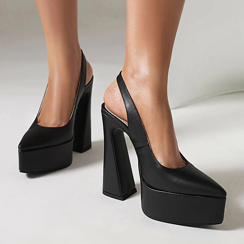 LIHUAMAO Pumps high heel shoes women sandals slingback heel pointed toe ankle strap platform shoes party office lady...