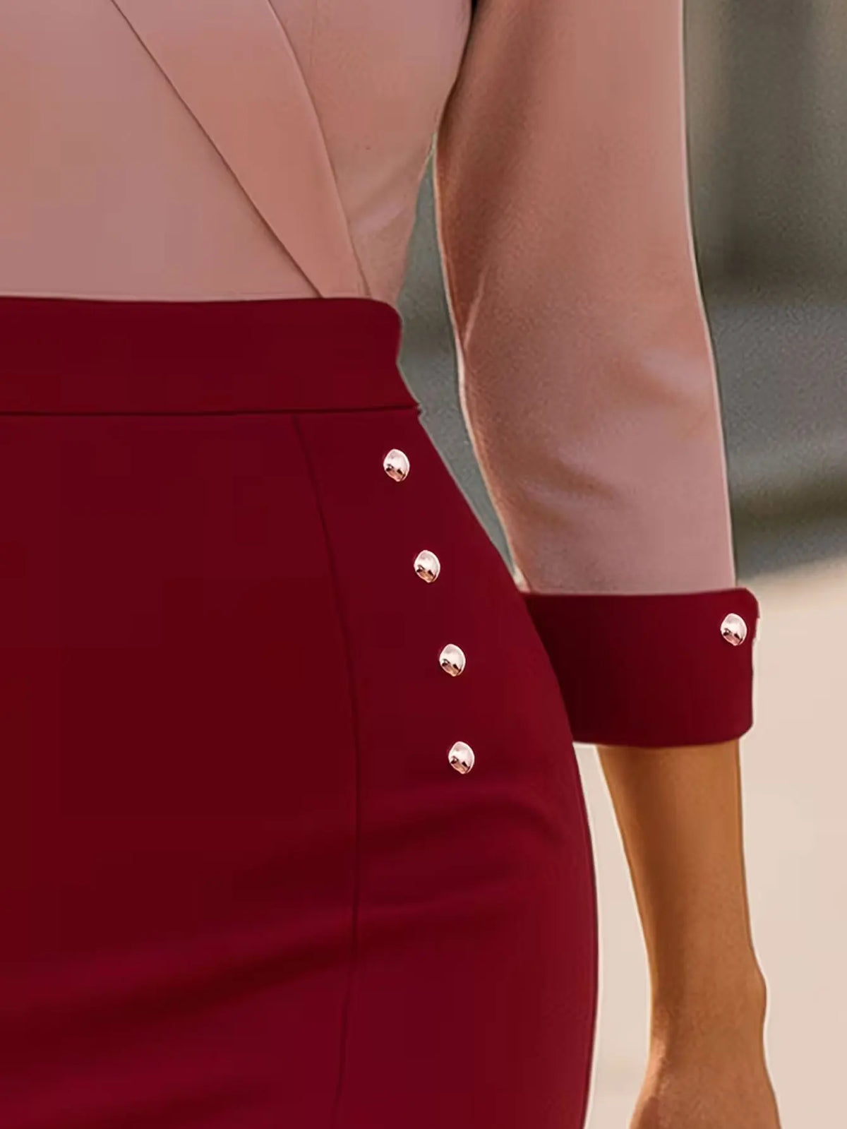 Womens Sexy Deep V Neck 2/3 Sleeve Work Attire Autumn Knee Length Button Business Casual Party Bodycon Pencil Dress |...