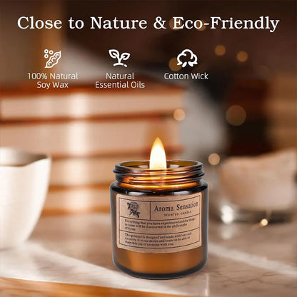 1pcs Brown Glass Cup Aromatherapy Candle Smokeless scented candle Suitable for Home Decoration Birthday Valentine's Day Gift