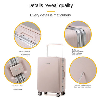 Travel Suitcase Aluminium Frame Wide Trolley Luggage Female Large Capacity Mute Universal Wheel Password Box Carry on...