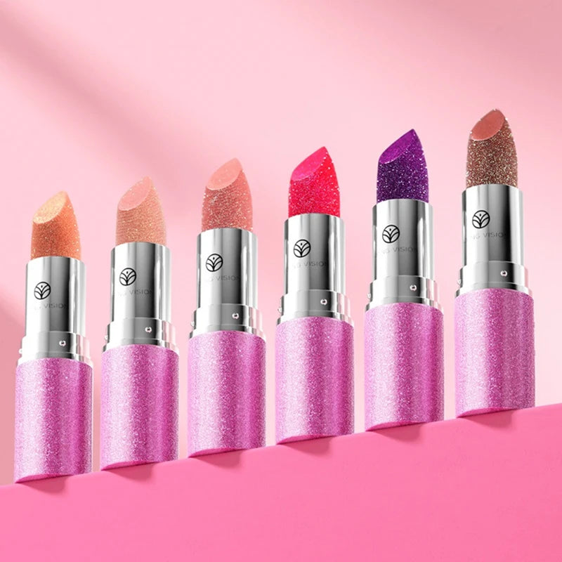 6 Colors Bold & Intense Glitter Shiny Metallic Lipstick Pearlescent Lip Tint Long Lasting Lip Senior Matte Lip Makeup...