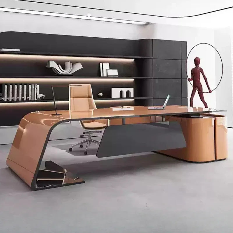 European High Quality Office Desk Cheap Executive Study Standing Office Desk Storage Floor Boss Wooden Escritorio...