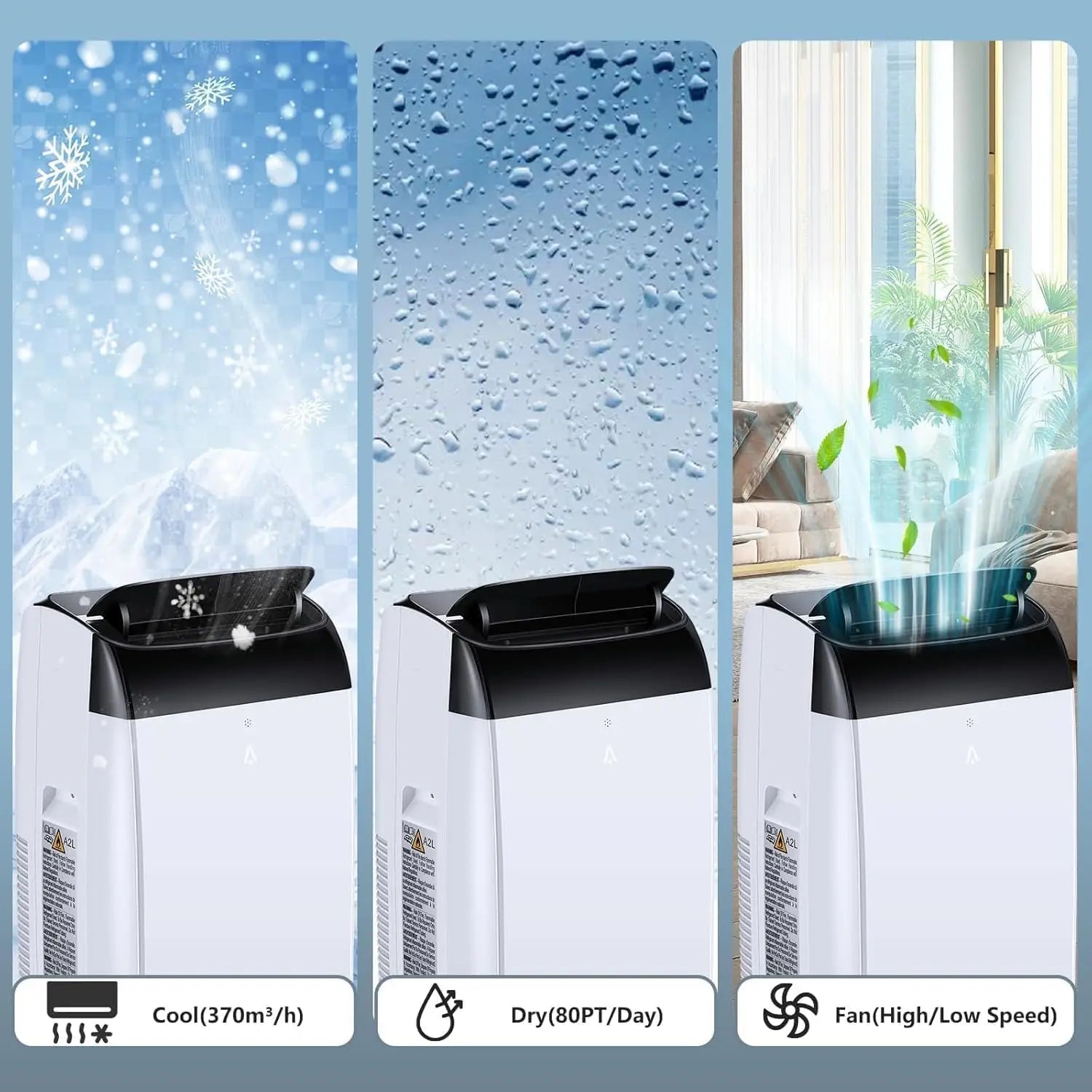 10000 BTU Portable Air Conditioner, 4-in-1 Cooling Dehumidifier Fan Timer, Ultra Quiet, With Exhaust Hose & Window Kit |...