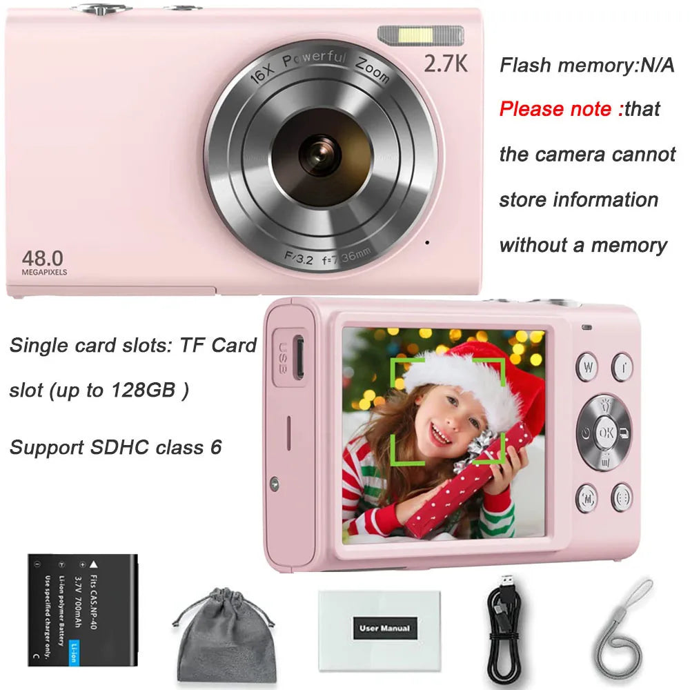 4K Digital Camera Autofocus Vlogging Camera HD 48MP with 2.8" Large Screen Camcorder Camera for Photography for Kid Adult - Kimlud