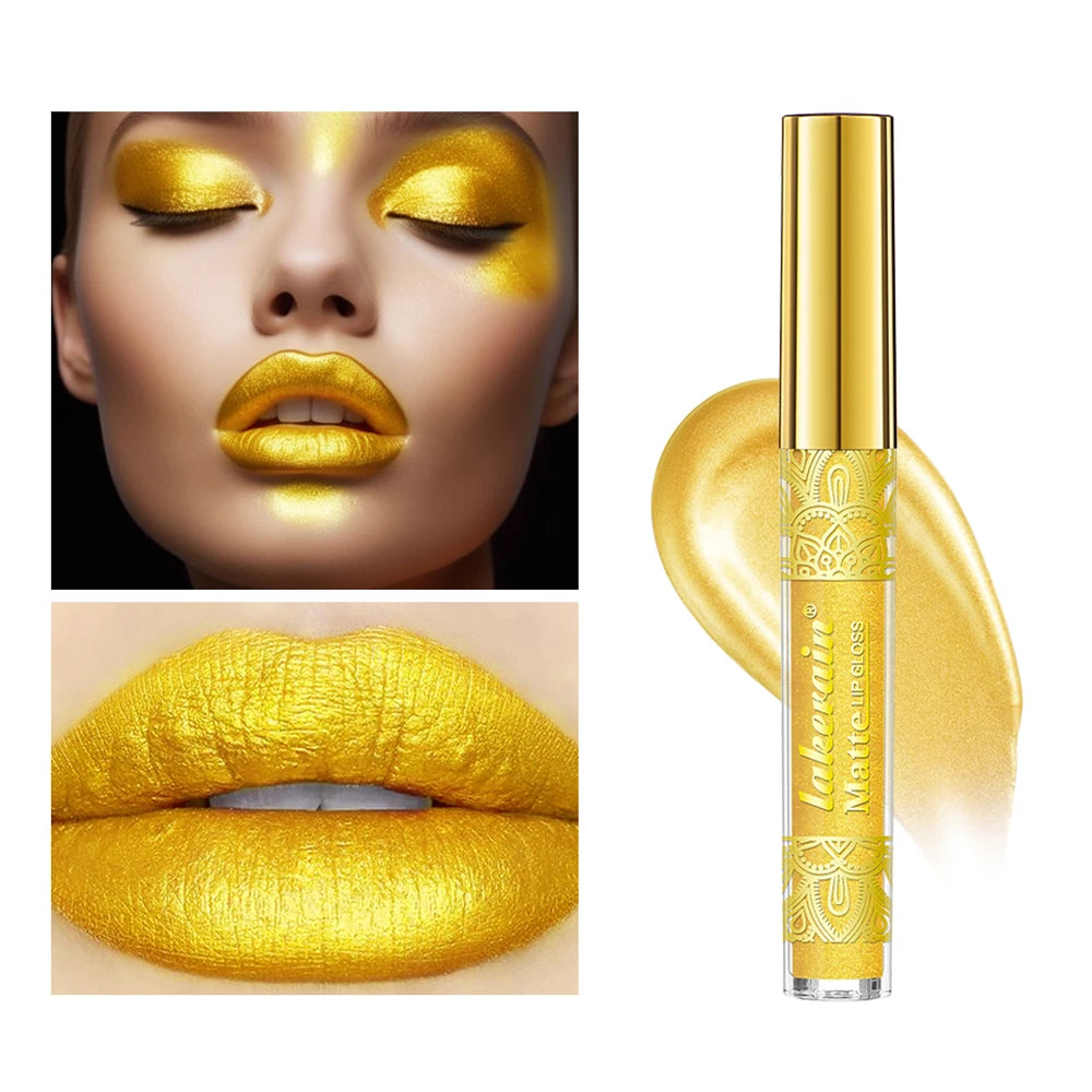 Golden Bar Luxury Lipstick Timeless Velvety Smooth Finish Intense Color Stay Smudge-Proof & Waterproof Valentines Day Gift for H - Kimlud