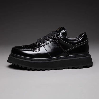 New Fashion Man Crafted Casual Shoes Calf Leather Platform Height Increasing Sports Shoes Men Tennis Sneakers Daily Loafer Shoes