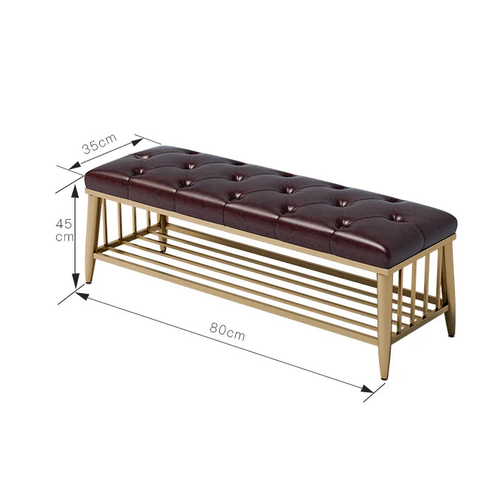 Modern Entryway Metal Shoe Cabinet Luxury Living Room Sofa Stool with Cushion Scandinavian Changing Stool Home Hall Furniture - Kimlud