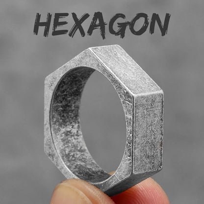 Simple Glossy Hexagon Stainless Steel Men Rings Punk New In For Male Women Fashion Jewelry Creativity Gift Wholesale Dropshiping