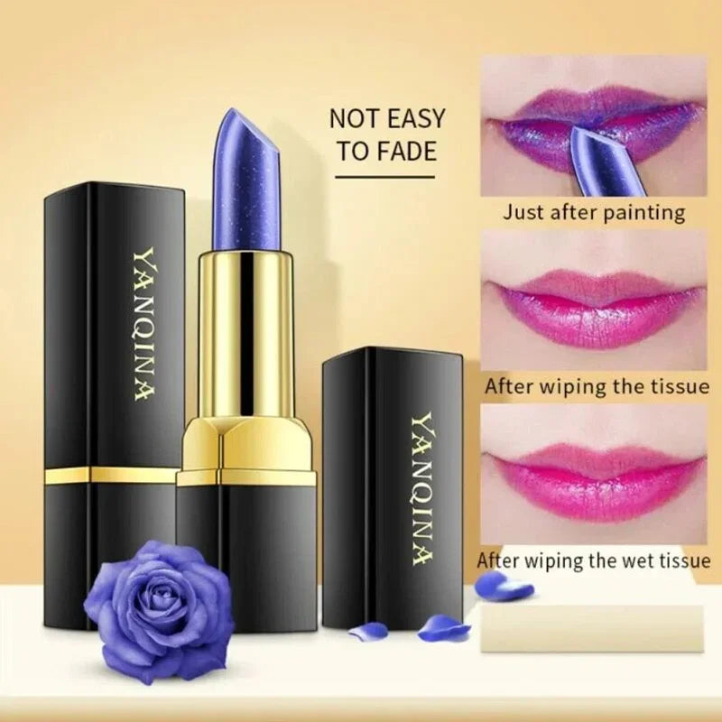 YANQINA Blue Temperature Color Changing Lipstick Waterproof Long-Lasting Non-Fading Non-Transfer Moisturizing Lip Stain...