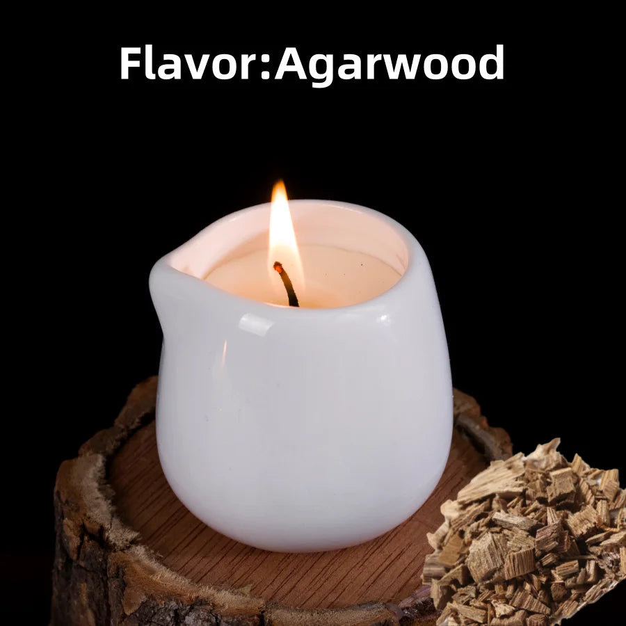 1pc Amber Vanilla massage essential oil candle, coconut wax, heating, body open back SPA romantic holder home decor valentines