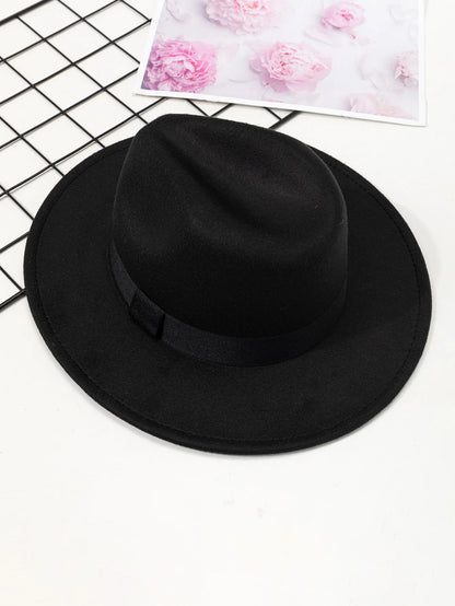 Autumn and winter men and women's new large brimmed hats, fashionable woolen jazz hats, English style top hats