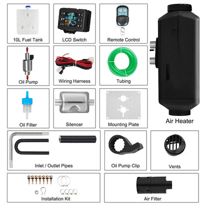 12V/24V Car Heater 2KW/5KW/8KW Diesel Air Heater 6-Buttons LCD Thermostat Parking Heater Fast Heating For Truck Camper Van