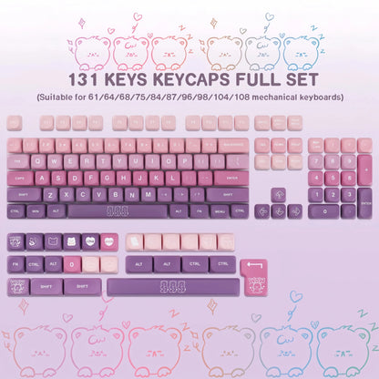 125 Keys Milky Way White Dye-Sublimation Keyboard Keycaps MOA Profile Cute PBT Key cap for Cherry MX Switches Gaming Keyboard