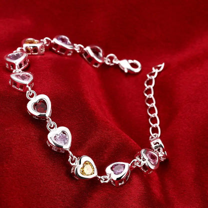 Elegant Charm Heart Bracelets Chain Beautiful Crystal Stone Drop Jewelry Silver Color Fashion For Women Wedding Lady...